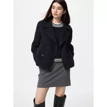 Короткое пальто Uniqlo женское, 69 темно-синий