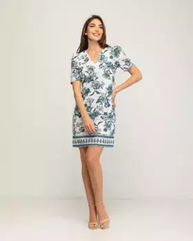 Короткое перфорированное платье с принтом Salvia Niza, белый