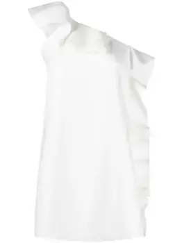 Короткое платье асимметричного кроя с оборками MSGM, белый