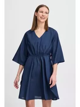 Короткое платье b.young A-Linien-Kleid BYHANIKO DRESS 20816420 Modernes Kleid mit V-Ausschnitt, синий