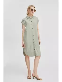 Короткое платье b.young Blusenkleid BYFALAKKA SS SHIRT DRESS - 20814553 Dress aus Leinenmix, зеленый