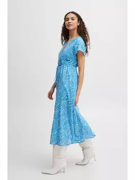 Короткое платье b.young Blusenkleid BYIMILLA DR - 20812953 Langes Kleid mit Bindeband, синий