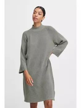 Короткое платье b.young Blusenkleid BYMERLI DRESS - 20813868 Langes Strickkleid mit hohem Kragen, серый
