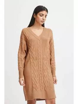 Короткое платье b.young Blusenkleid BYMILO CABLE DRESS 2 - 20813524 Strickkleid, цвет Midi-LngeBraun