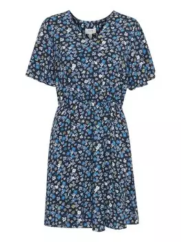 Короткое платье b.young Druckkleid BYMMJOELLA DRESS - 20809726 Kurzes Kleid mit V-Ausschnitt, синий