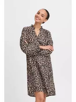 Короткое платье b.young Minikleid BYHINVA LS DRESS 20816097 stylisches Kleid mit Animal-Print, коричневый
