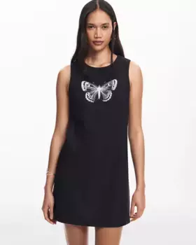 Короткое платье-бабочка без рукавов Desigual, черный