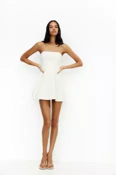Короткое платье без бретелек ZARA, белый