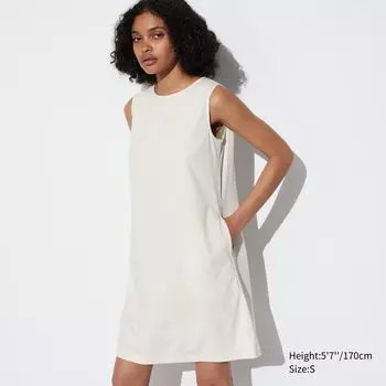 Короткое платье без рукавов AIRism Ultra Stretch UNIQLO, белый