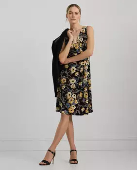 Короткое платье без рукавов с цветочным принтом Lauren Ralph Lauren, мультиколор
