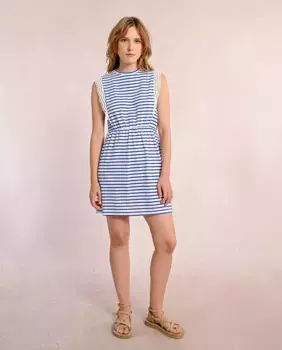 Короткое платье без рукавов с принтом в полоску Molly Bracken, белый