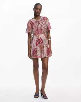 Короткое платье бохо Desigual, красный