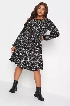 Короткое платье большого размера с завязками спереди и детальным узором с длинными рукавами 137627 Stil Diva