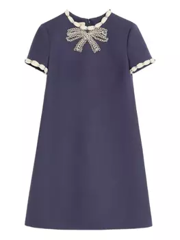 КОРОТКОЕ ПЛАТЬЕ CREPE COUTURE С ВЫШИВКОЙ Valentino Garavani, синий
