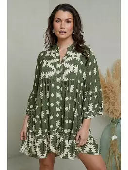 Короткое платье Curvy Lady, хаки