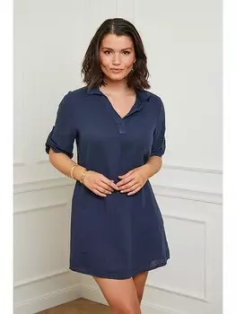 Короткое платье Curvy Lady Leinen, темно-синий