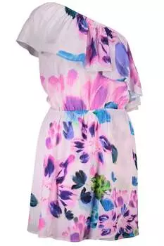 Короткое платье Desigual Chic на одно плечо с контрастными женскими деталями, розовый