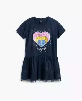 Короткое платье для девичьего сердца Desigual, тёмно-синий