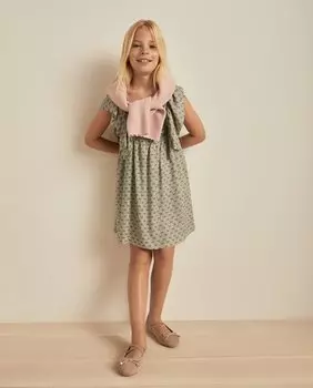 Короткое платье для девочки с цветочным принтом Coconut El Corte Ingls, зеленый