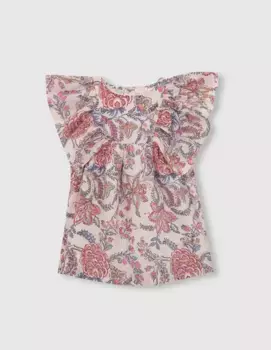 Короткое платье для девочки с принтом и кокеткой Gocco, многоцветный