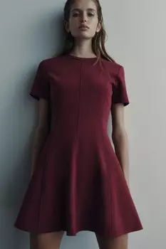Короткое платье для фигуристки ZARA, бордовый