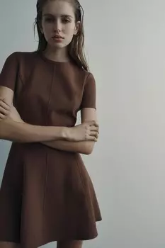 Короткое платье для фигуристки ZARA, коричневый