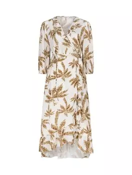 Короткое платье Esqualo Wickelkleid mit Palmenprint, белый