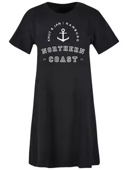 Короткое платье F4NT4STIC Ladies Tee Dress Northern Coast Nordsee Knut & Jan Hamburg, черный