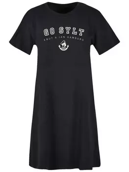 Короткое платье F4NT4STIC Ladies Tee Dress Go Sylt Knut & Jan Hamburg, черный