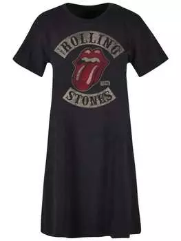 Короткое платье F4NT4STIC T-Shirt Kleid The Rolling Stones Tour '78 Vector, черный