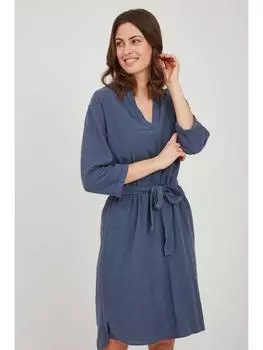 Короткое платье Fransa Blusenkleid FRALSLUB 4 Dress - 20609300 Blusenkleid aus Leinenmix, синий