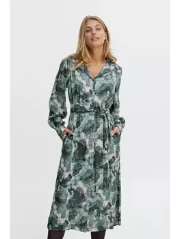 Короткое платье Fransa Blusenkleid FRDANA DR 1 20610895 Midikleid mit Muster, зеленый