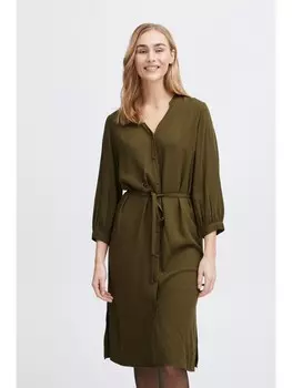 Короткое платье Fransa Blusenkleid FRHAIDA DR 1 20613327 schnes Webkleid mit Bindegrtel, зеленый