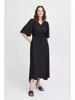 Короткое платье Fransa Maxikleid FRKAMMA DR 1 20613496 gepunktetes Blusenkleid mit Bindeband, черный