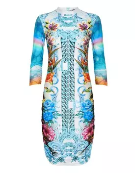 Короткое платье Гавайи Philipp Plein, цвет Light Blue