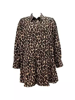 Короткое платье GINI LONDON Mini Gini Animal Print Oversized, коричневый