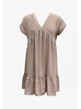 Короткое платье GINI LONDON Mini Gini V Neck, бежевый