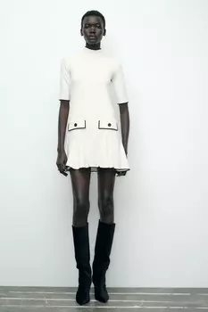 Короткое платье годе ZARA, экрю
