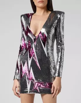 Короткое платье Гром Philipp Plein, серебро