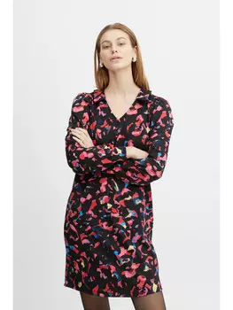 Короткое платье ICHI Blusenkleid IHKATE PRINT DR6 - 20118151 Tolles Kleid mit All-Over-Muster, красный