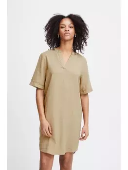 Короткое платье ICHI Blusenkleid IHLINO DR 20119500 Dress aus Leinenmix, натуральный