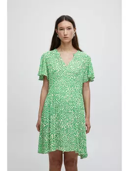 Короткое платье ICHI Blusenkleid IHMARRAKECH DR11 - 20118584 Blusenkleid mit V-Ausschnitt, зеленый