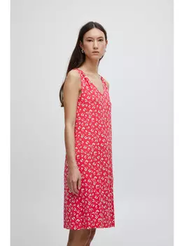 Короткое платье ICHI Jerseykleid IHLISA DR21 - 20118422 rmelloses Kleid mit Allover-Druck, красный