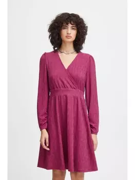 Короткое платье ICHI Jerseykleid IHNELLY DR2 20120038 Modisches Blusenkleid mit V-Ausschnitt, розовый