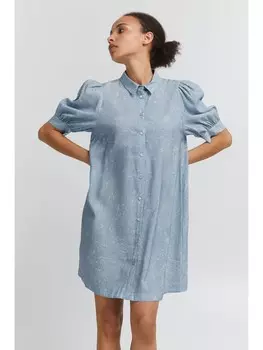 Короткое платье ICHI Minikleid IHCASSIOPEIA DR2 - 20116428 Minikleid mit Puffrmeln, синий