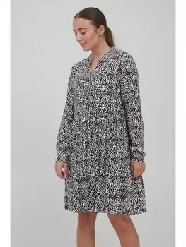 Короткое платье ICHI Sommerkleid IHVERA DR4 - 20114604 Blusenkleid mit Muster, черный