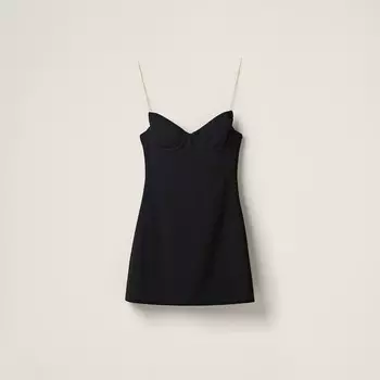 Короткое платье из эластичной ткани с петлями Miu Miu, черный