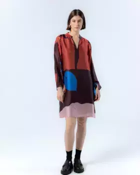 Короткое платье из атласной ткани Валерия Niza, мультиколор