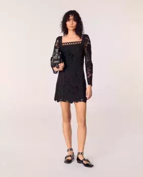 Короткое платье из гипюра Maje, черный