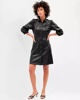 Короткое платье из искусственной кожи Gap, черный